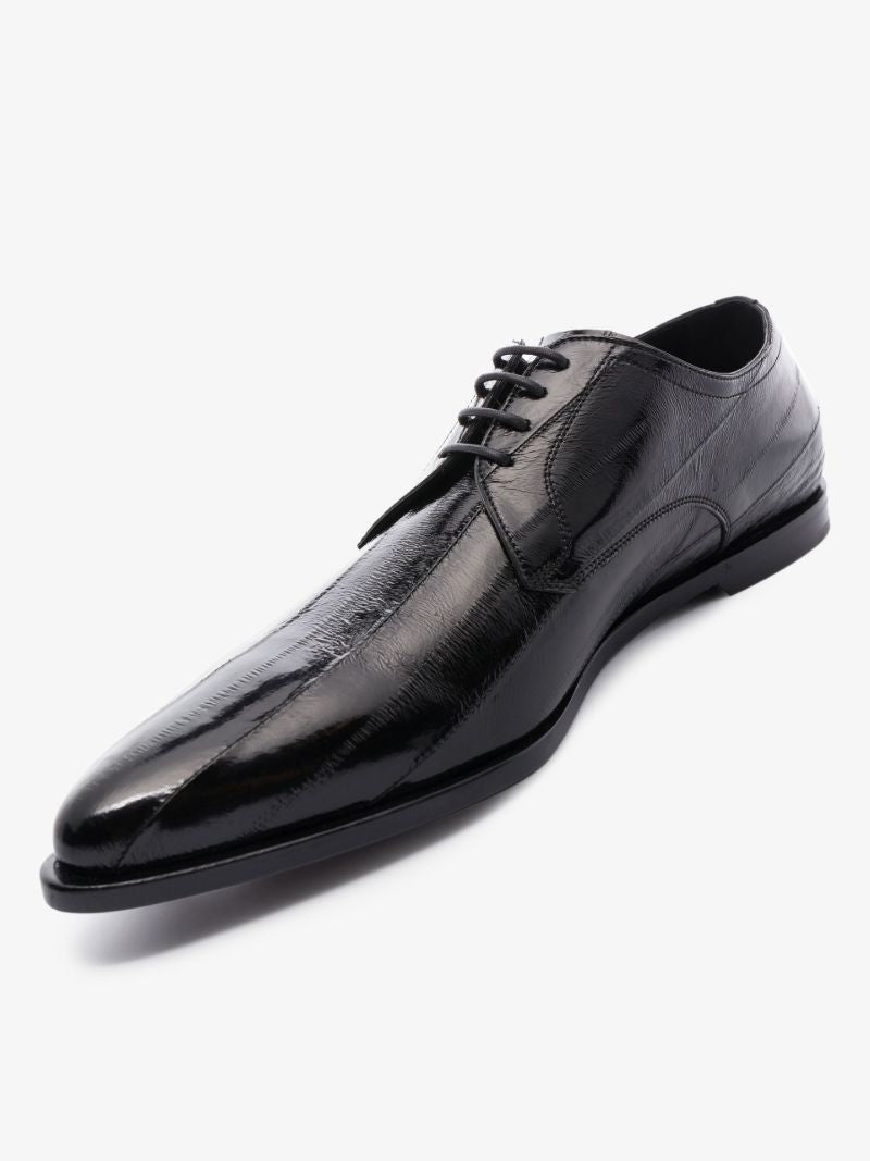Black Copernico Python Leather Derby Shoes