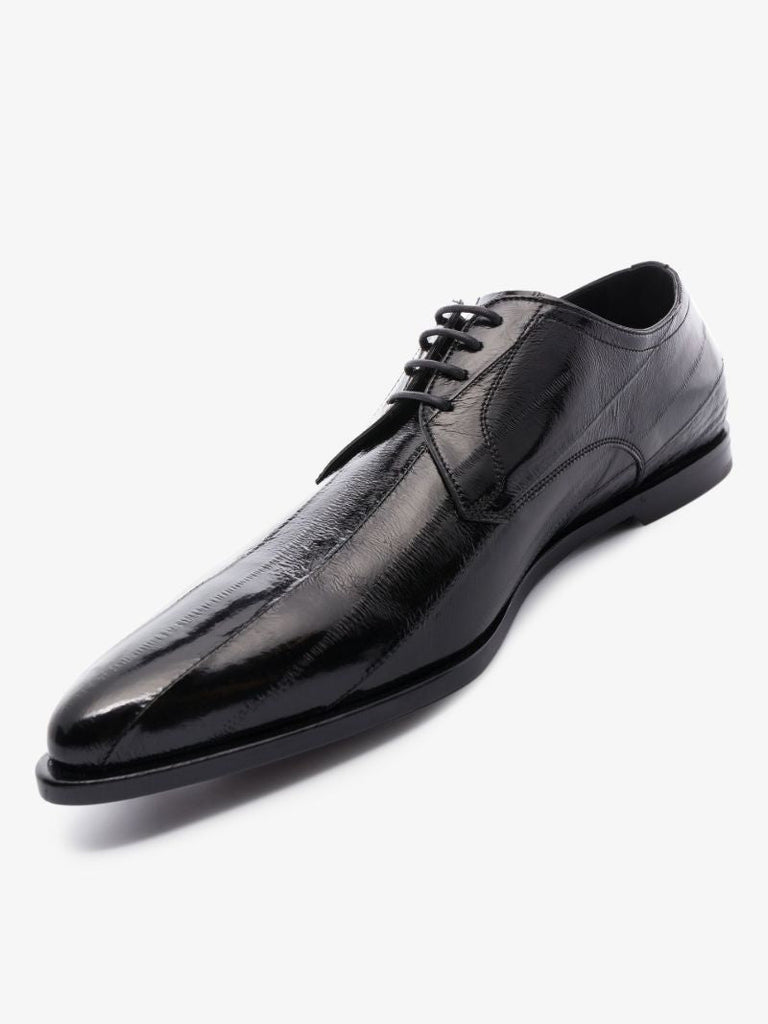 Black Copernico Python Leather Derby Shoes