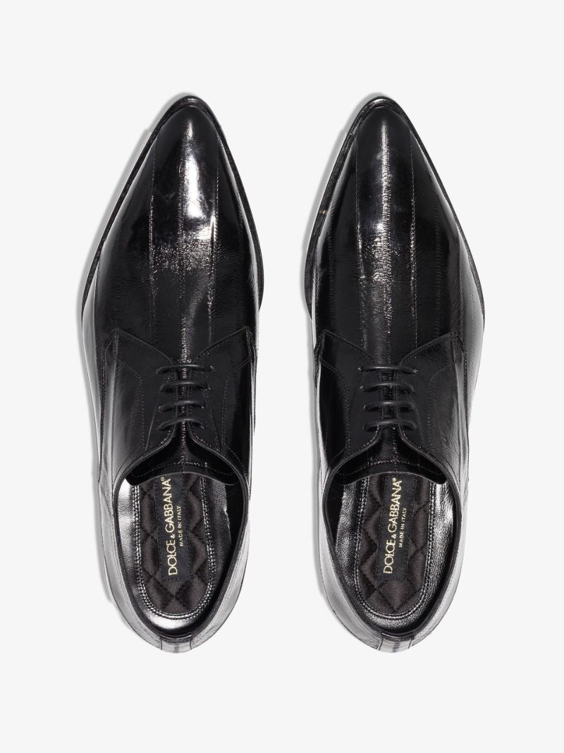 Black Copernico Python Leather Derby Shoes