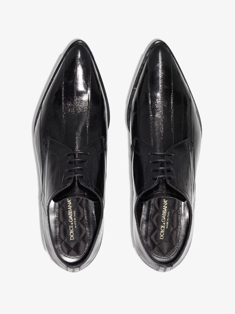 Black Copernico Python Leather Derby Shoes
