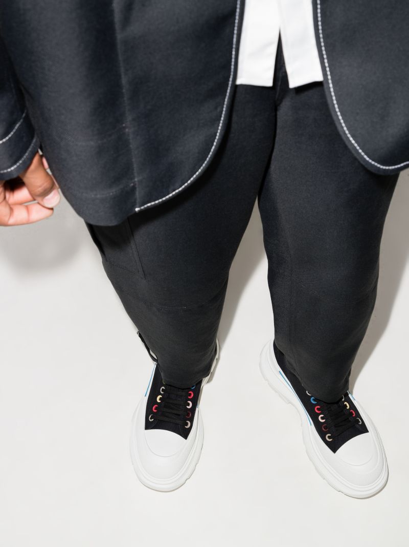 Black and White Tread Slick Sneakers