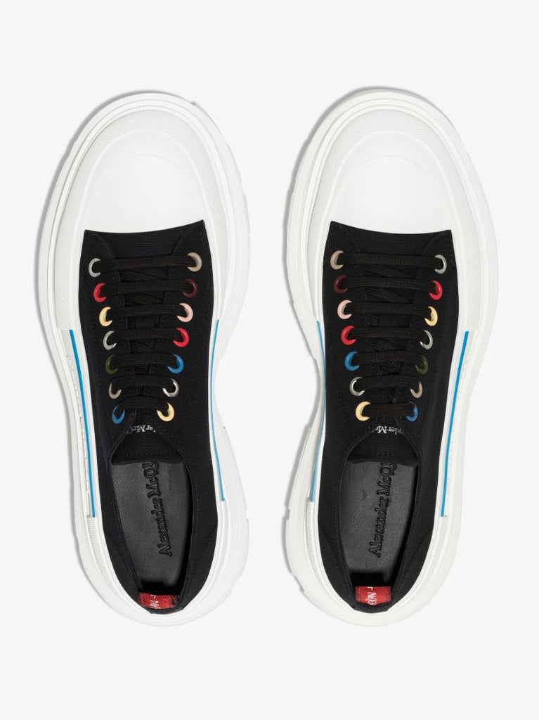 Black and White Tread Slick Sneakers