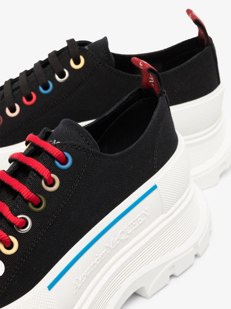 Black and White Tread Slick Sneakers