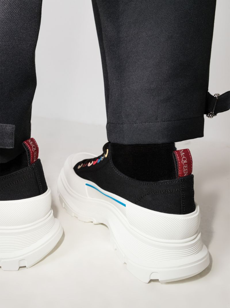 Black and White Tread Slick Sneakers