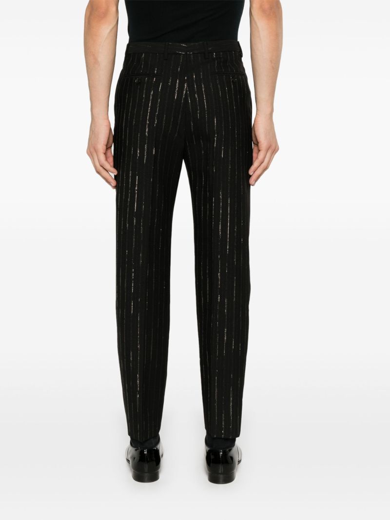 Black Pinstripe Wool Trousers