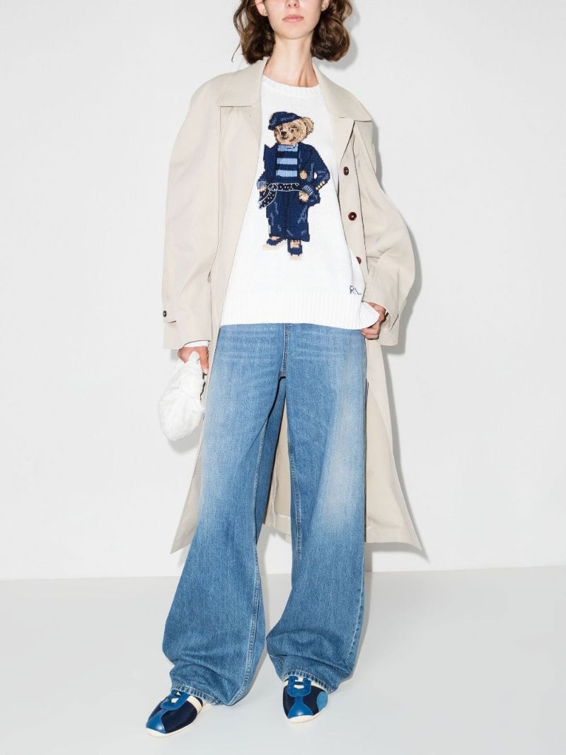 White Polo Bear Crew Neck Sweater