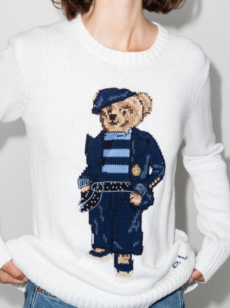 White Polo Bear Crew Neck Sweater