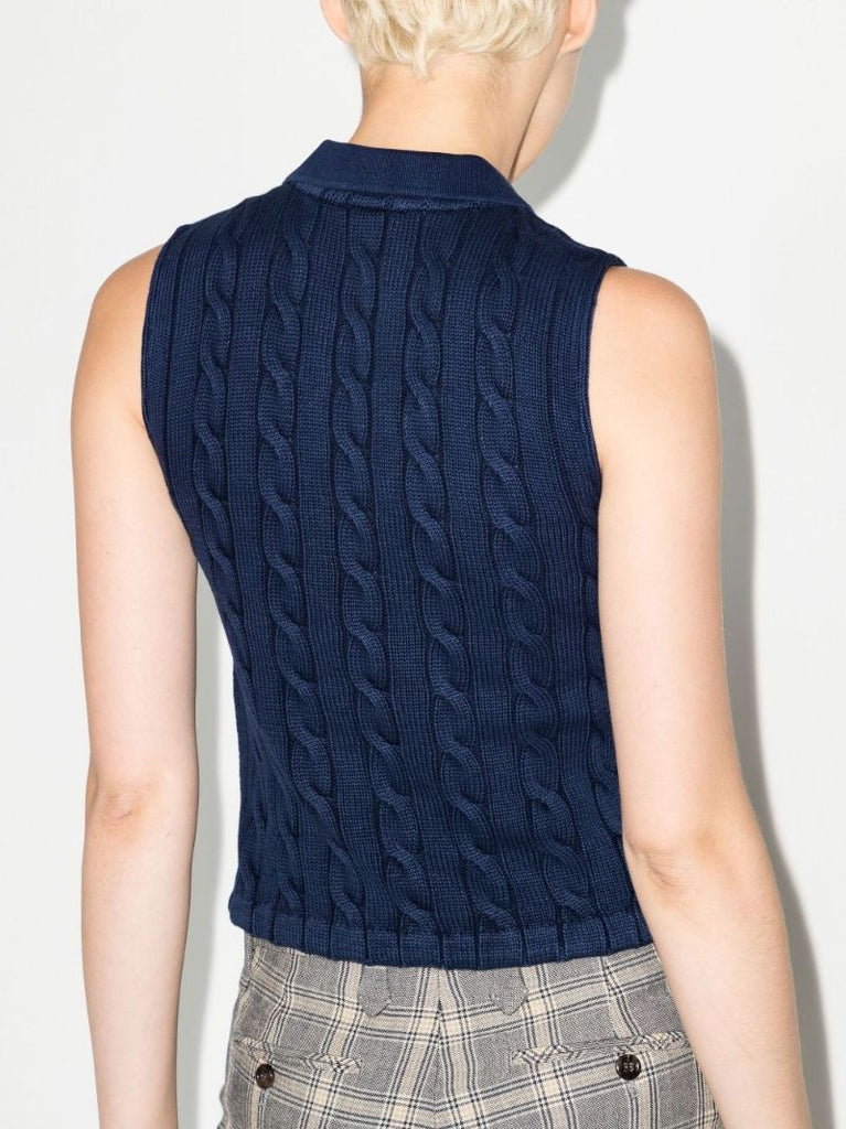 Blue Polo Pony Embroidered Cotton Vest