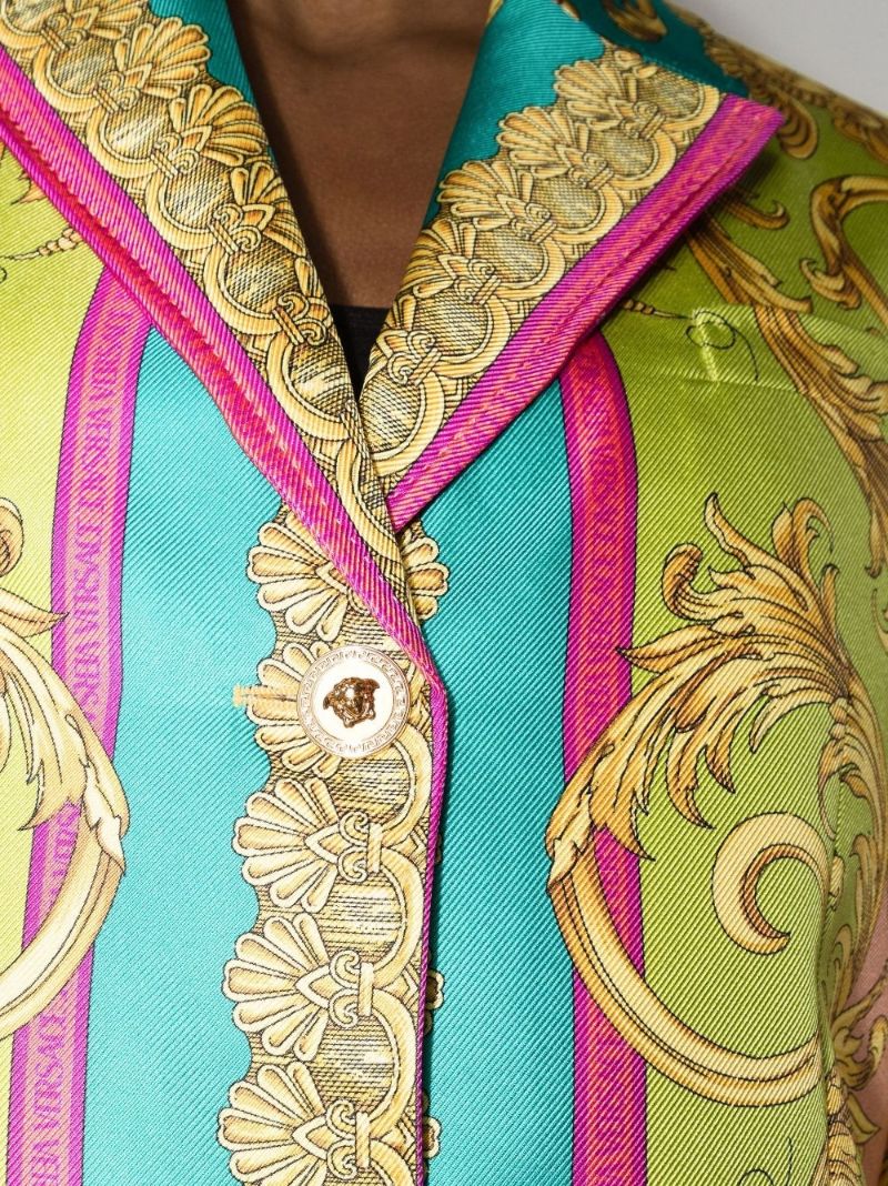 Baroque Goddess Print Silk Blazer