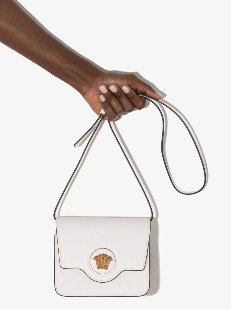 White La Medusa Leather Small Cross Body Bag