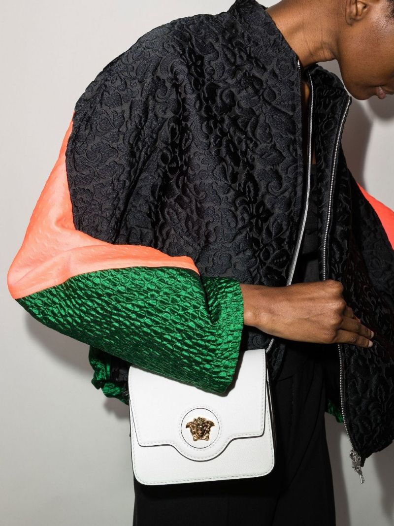 White La Medusa Leather Small Cross Body Bag