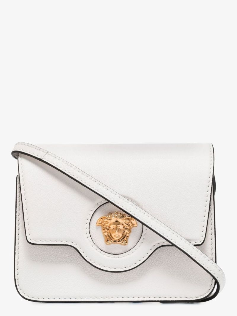 White La Medusa Leather Small Cross Body Bag
