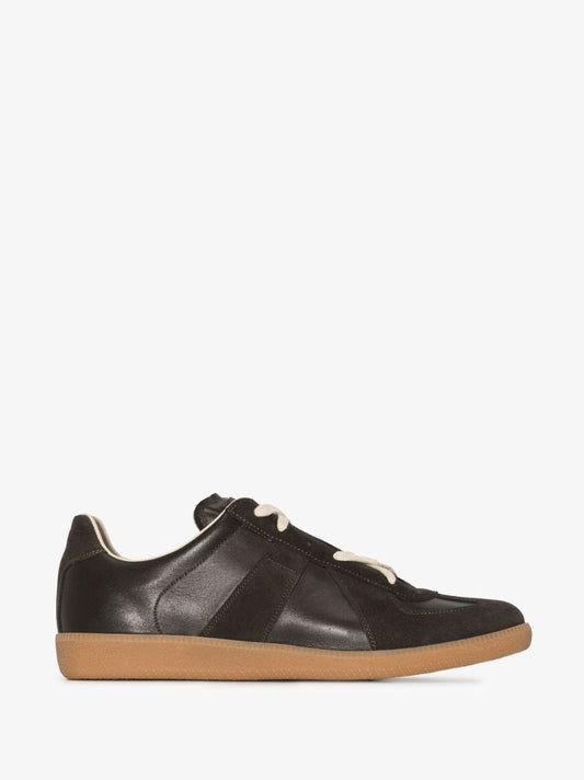 Black Replica Low Top Leather Sneakers