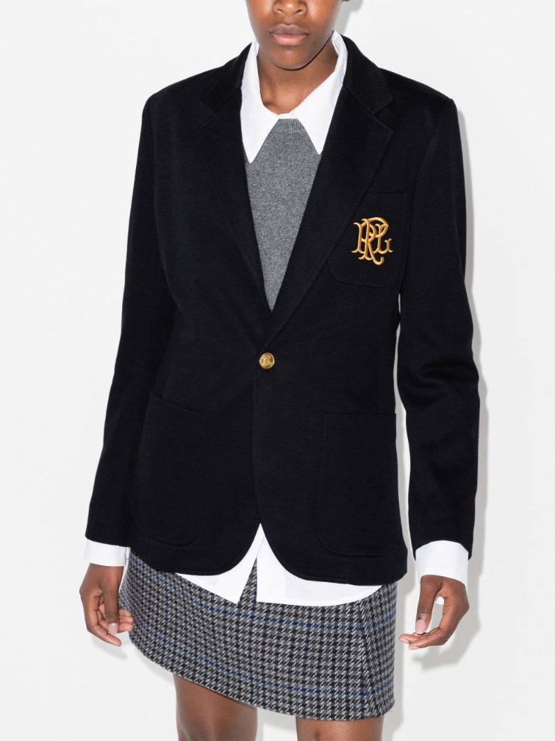 Blue Crest Logo Jacquard Blazer