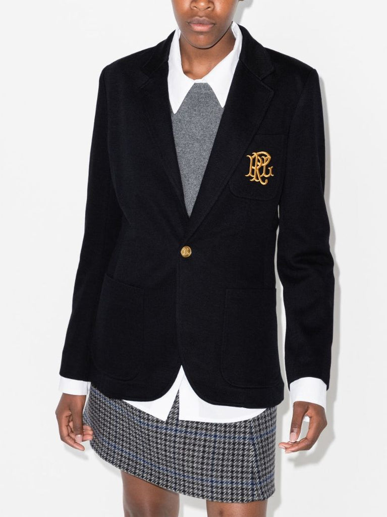 Blue Crest Logo Jacquard Blazer