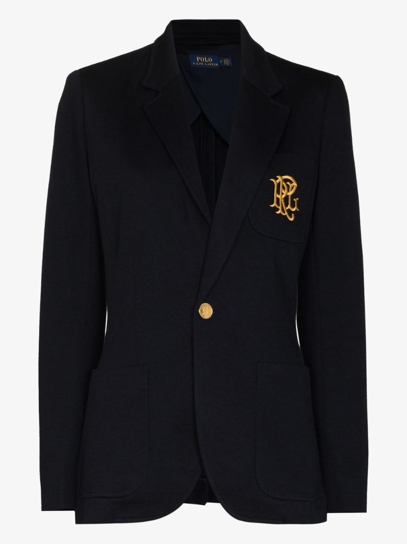 Blue Crest Logo Jacquard Blazer