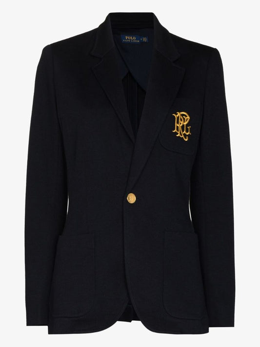 Blue Crest Logo Jacquard Blazer