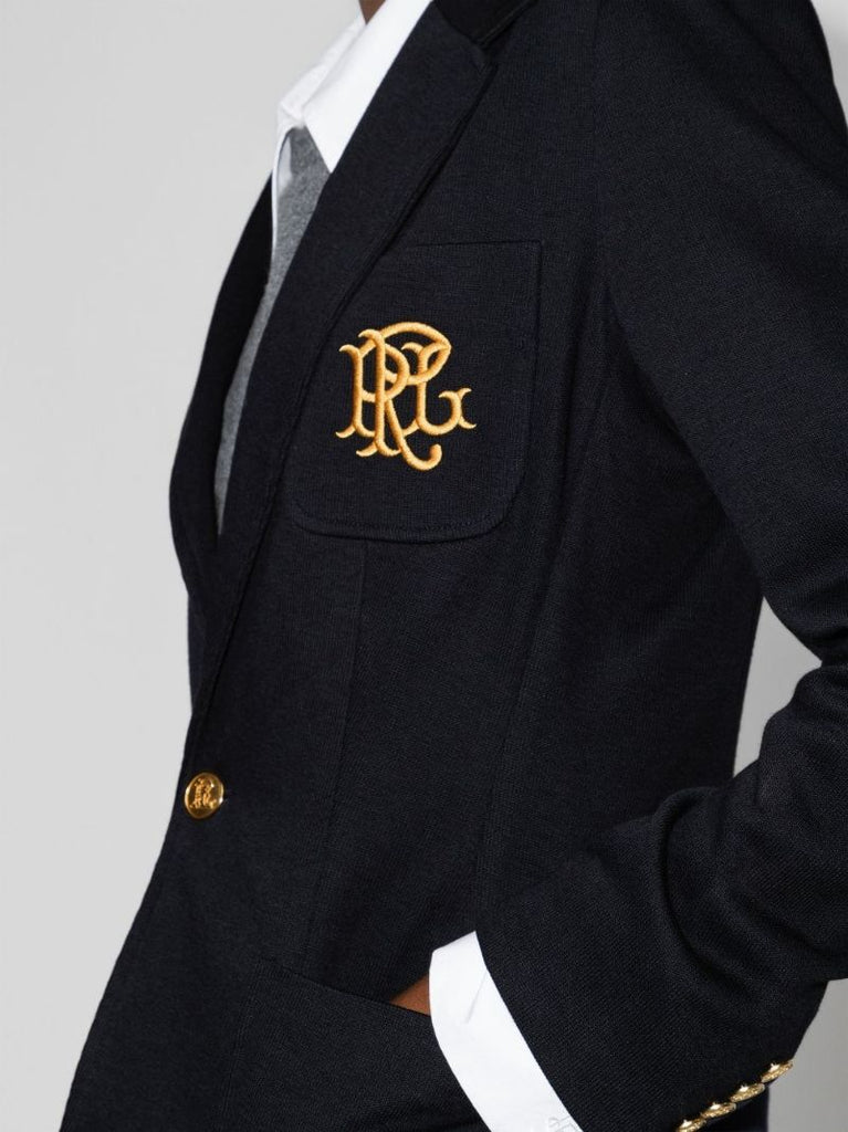 Blue Crest Logo Jacquard Blazer