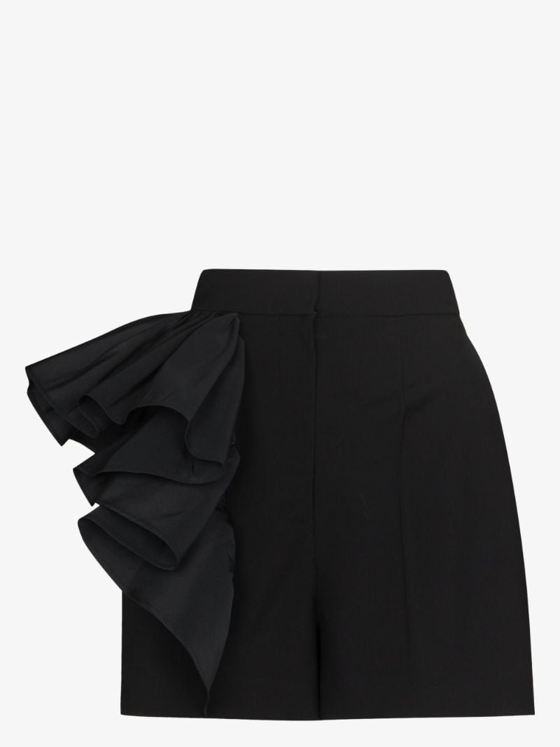 Ruffled Wool Shorts