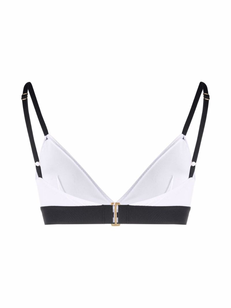 White and Black Logo Band Bra