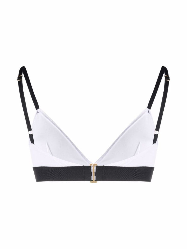 White and Black Logo Band Bra