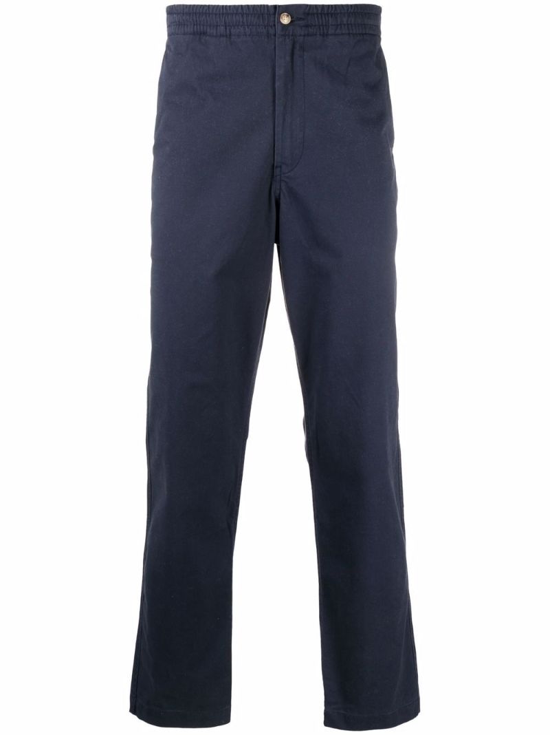 Navy Cotton Straight-leg Trousers