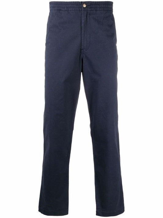 Navy Cotton Straight-leg Trousers