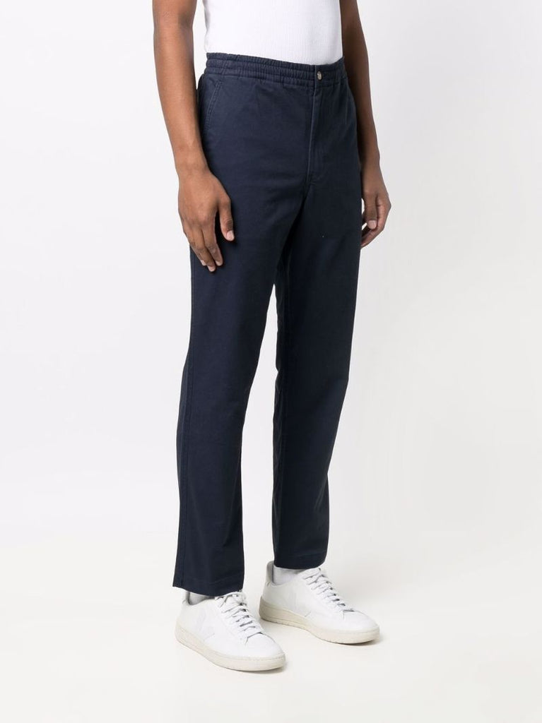 Navy Cotton Straight-leg Trousers