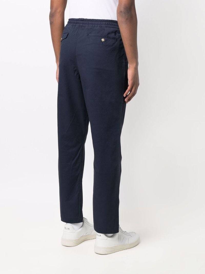 Navy Cotton Straight-leg Trousers