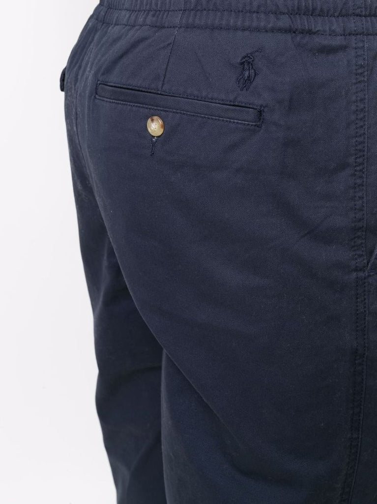 Navy Cotton Straight-leg Trousers