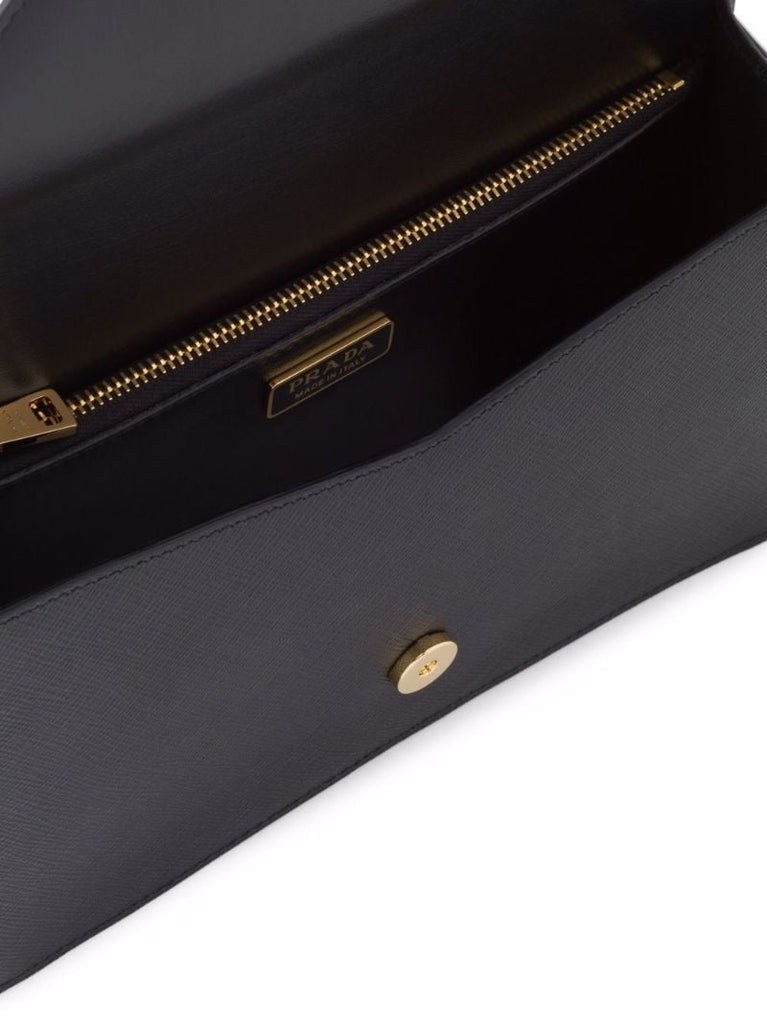 Black Logo Plaque Leather Cross Body Bag