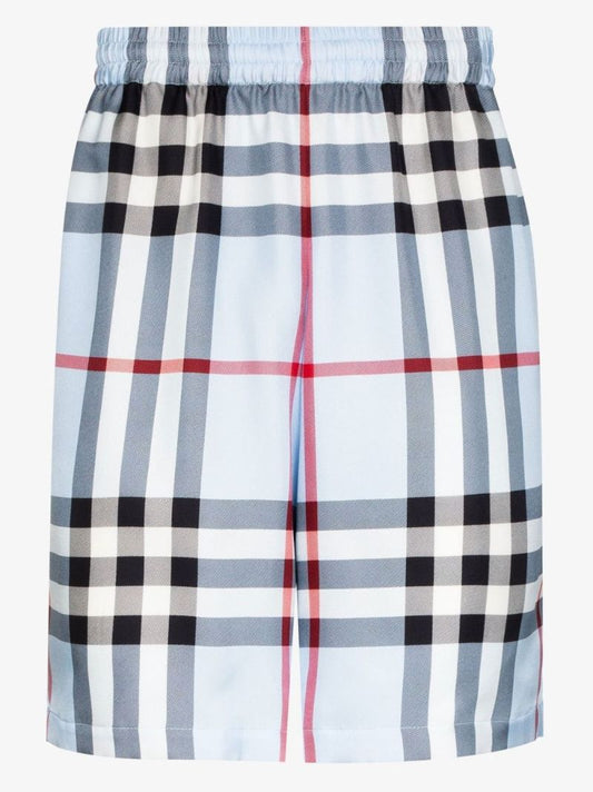 Check Print Silk Shorts