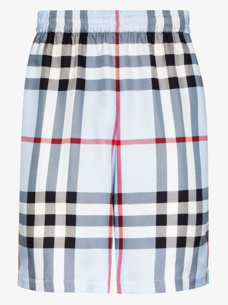 Check Print Silk Shorts