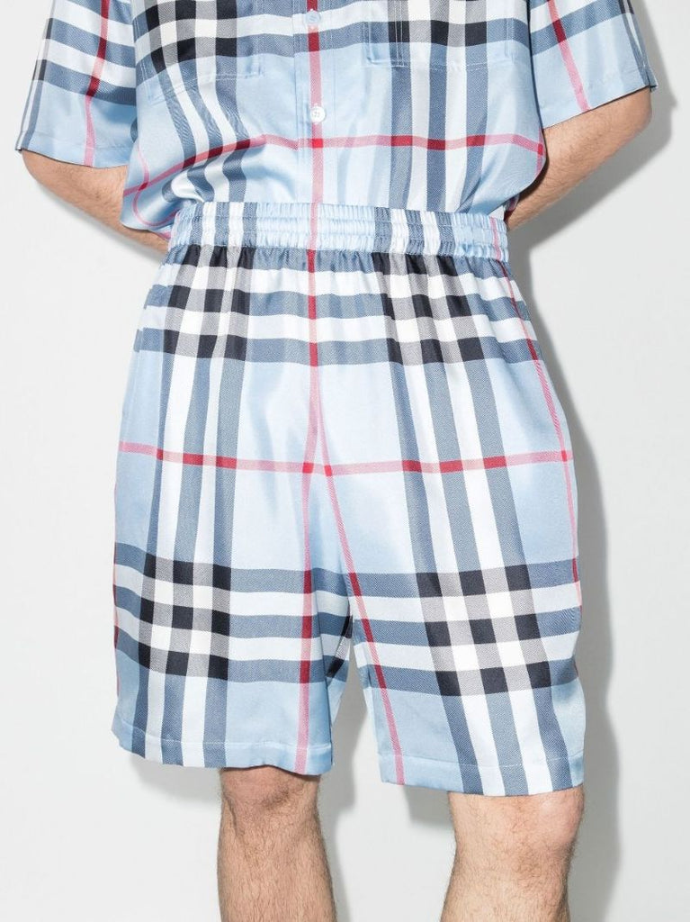 Check Print Silk Shorts