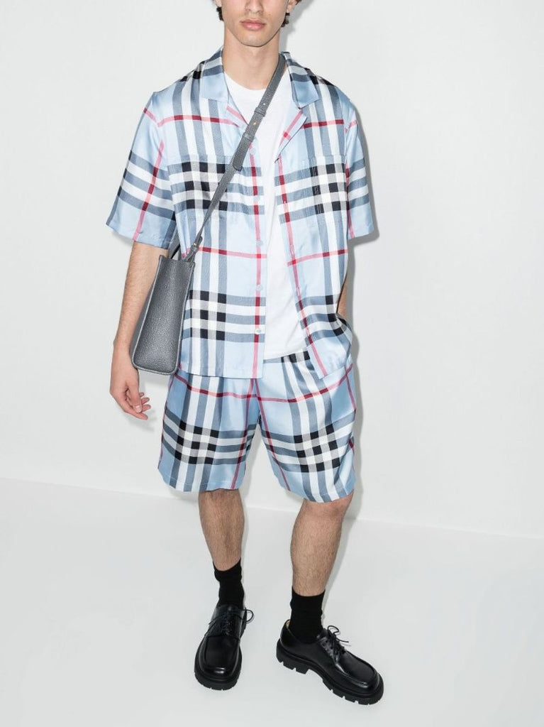 Check Print Silk Shorts