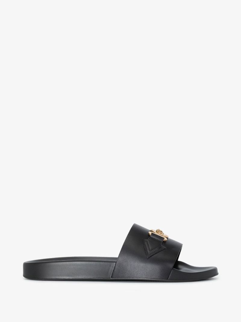 Black Medusa Biggie Leather Slides
