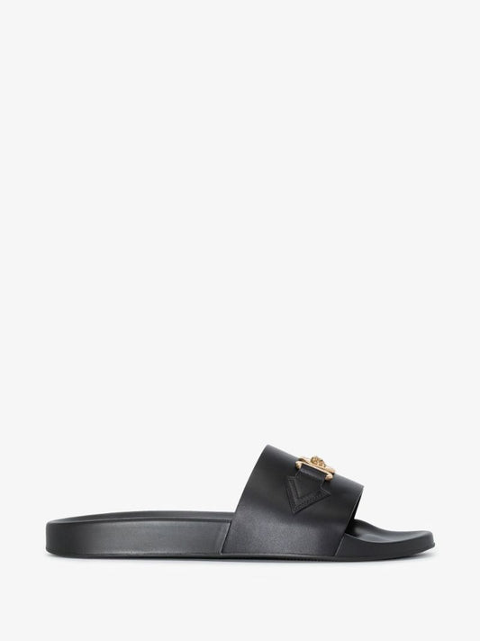Black Medusa Biggie Leather Slides