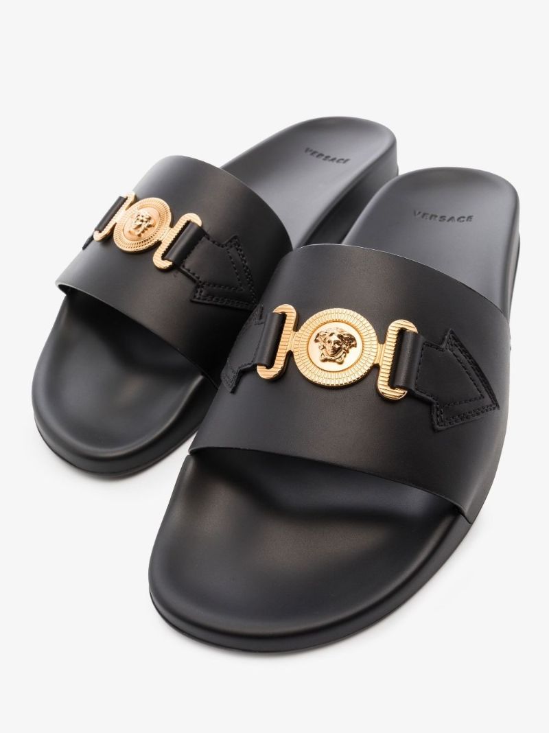 Black Medusa Biggie Leather Slides