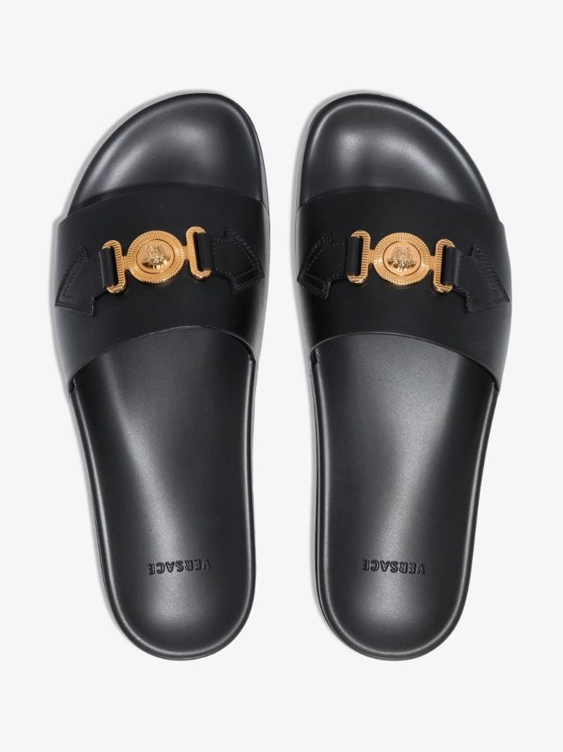 Black Medusa Biggie Leather Slides