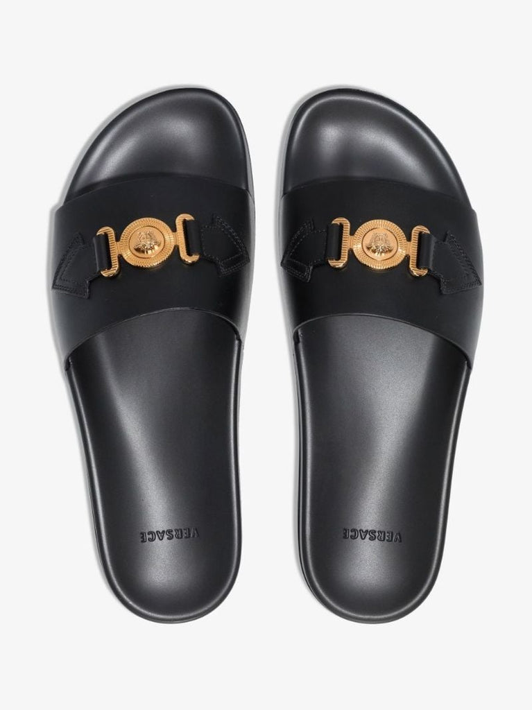 Black Medusa Biggie Leather Slides