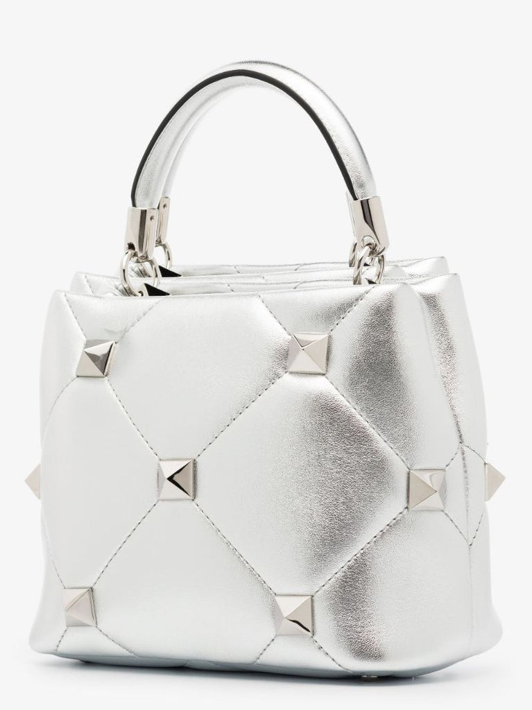 Silver Roman Stud Small Leather Shoulder Bag