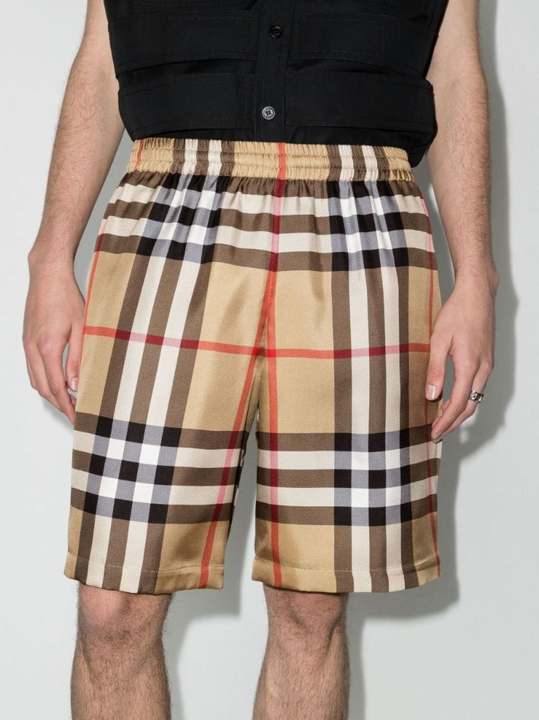 Neutral House Check Silk Shorts