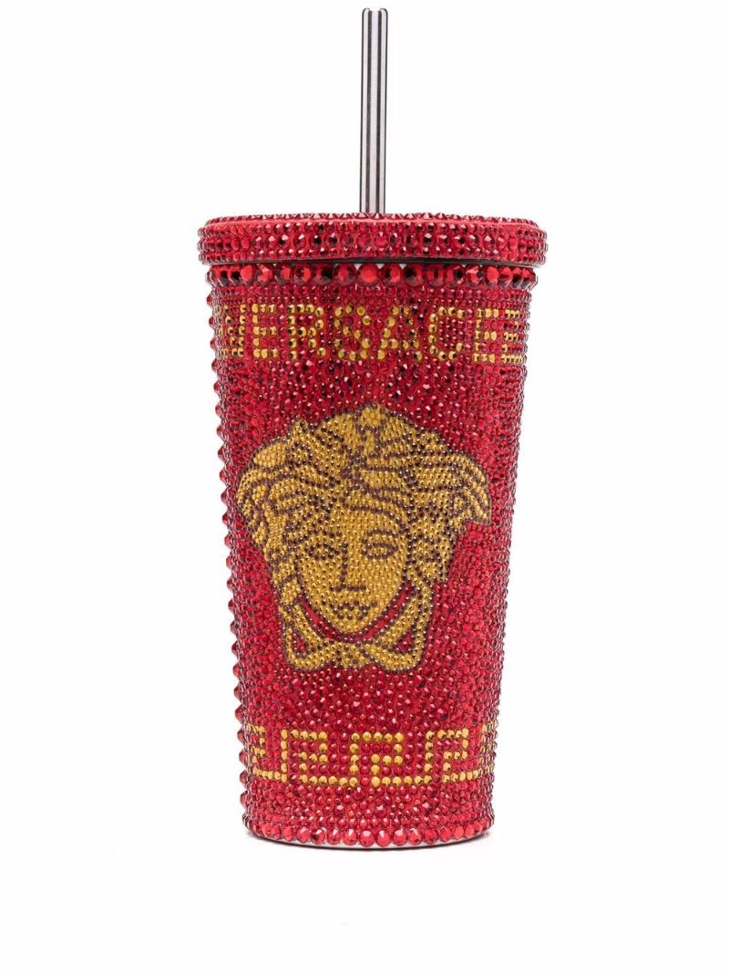 Red Medusa Crystal Embellished Travel Cup