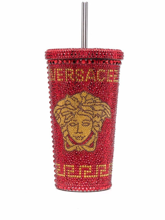 Red Medusa Crystal Embellished Travel Cup