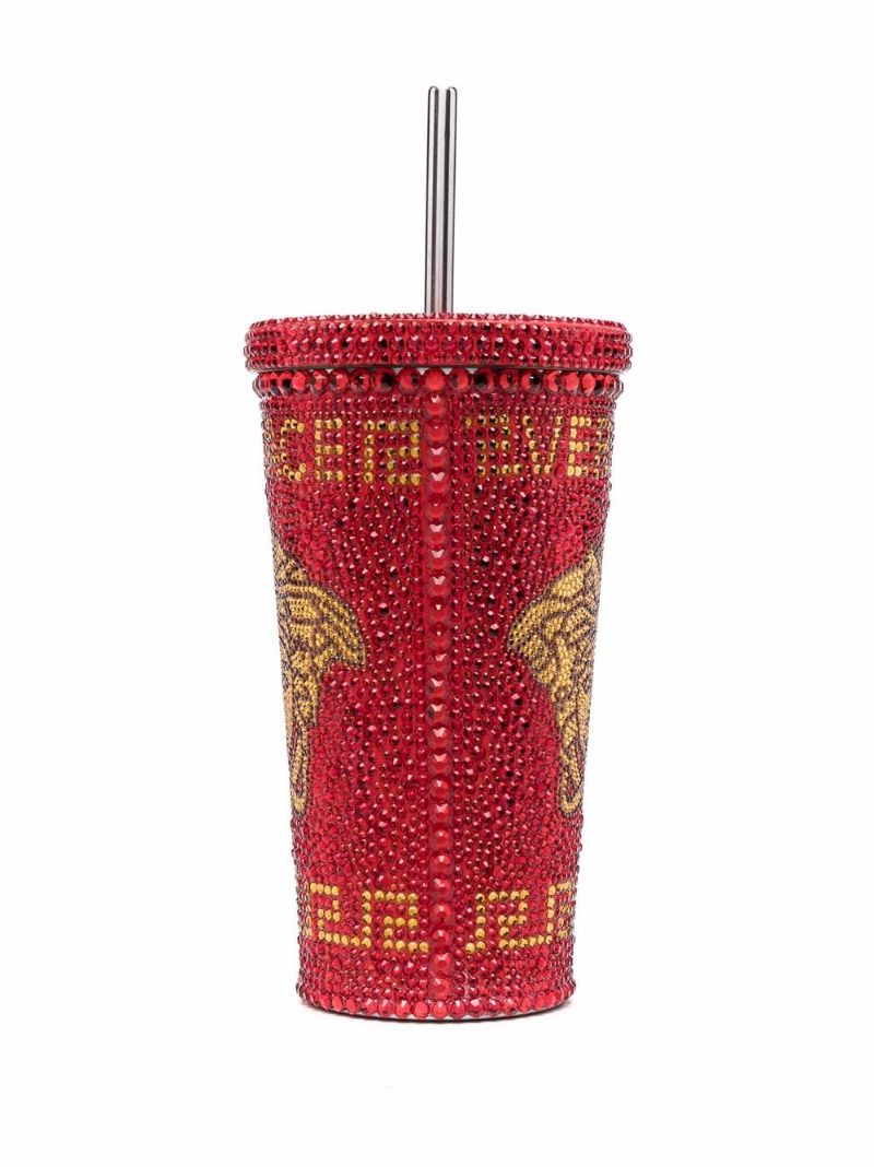 Red Medusa Crystal Embellished Travel Cup