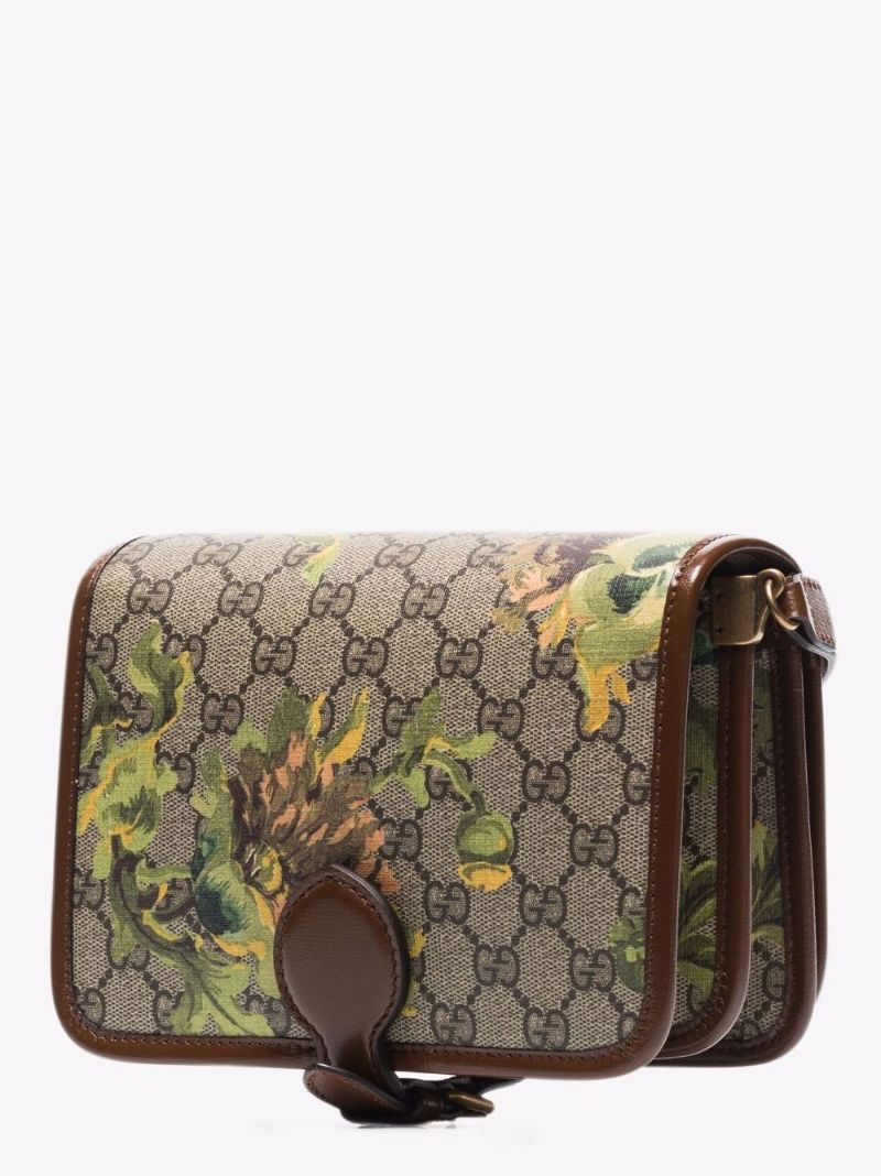 Neutral Gg Carnation Print Shoulder Bag