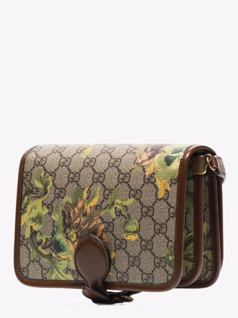 Neutral Gg Carnation Print Shoulder Bag