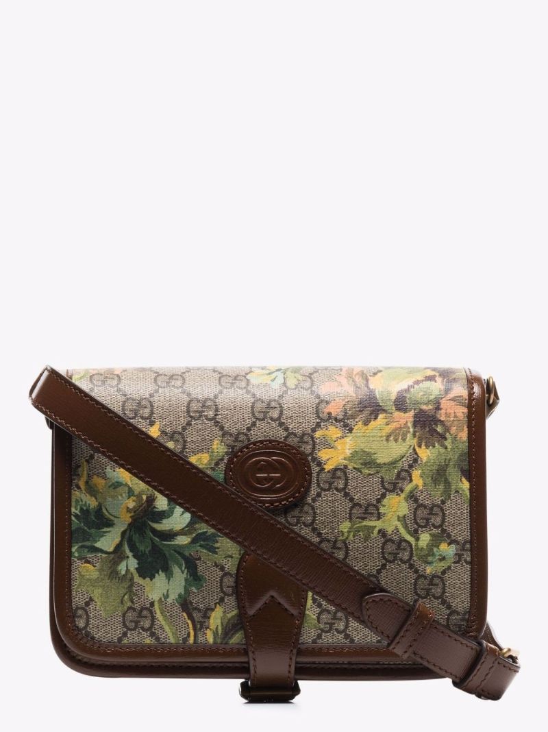 Neutral Gg Carnation Print Shoulder Bag
