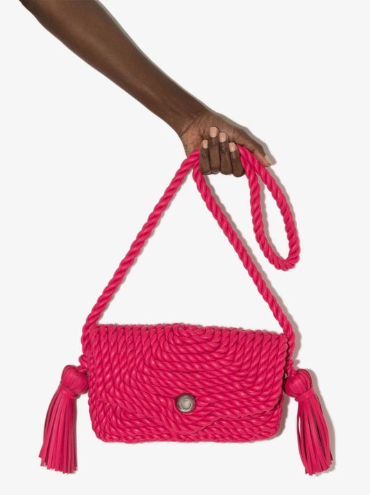 Pink Torchon Leather Shoulder Bag