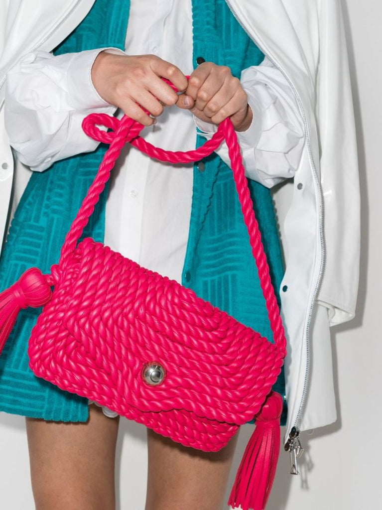 Pink Torchon Leather Shoulder Bag